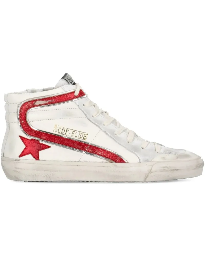 Golden Goose Slide Penstar Nappa Upper Suede Toe Vintage Laminated Star And Wave Weiß