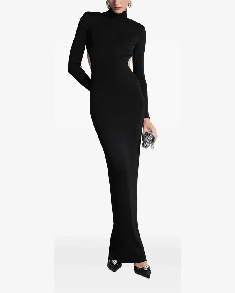 Self-Portrait Black Viscose Knit Cut Out Maxi Dress Schwarz
