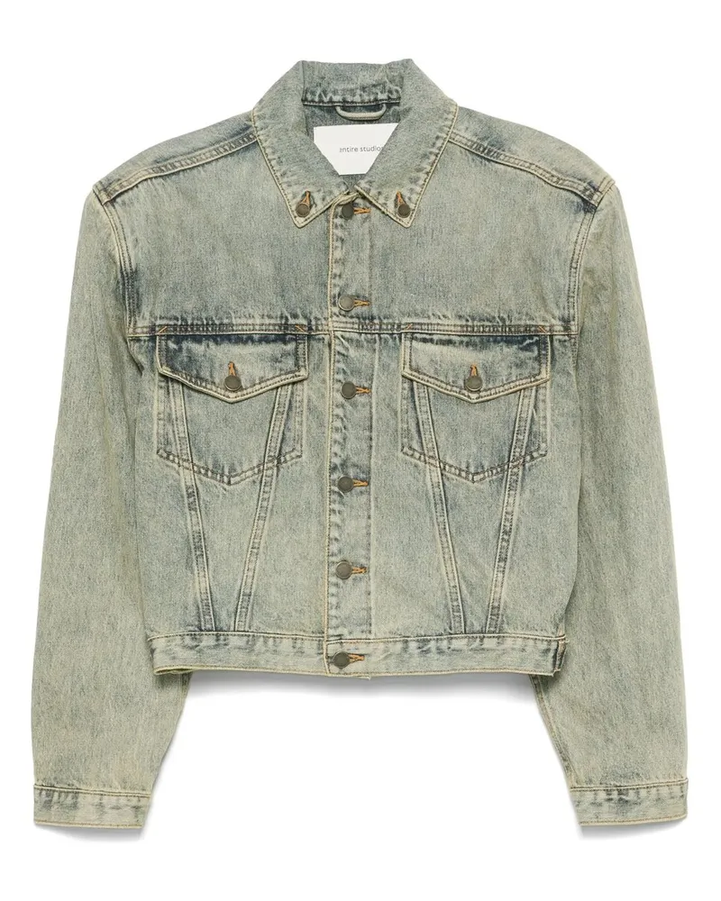 Entire Studios Shrunken Denim Jaket Surface Wave Blau