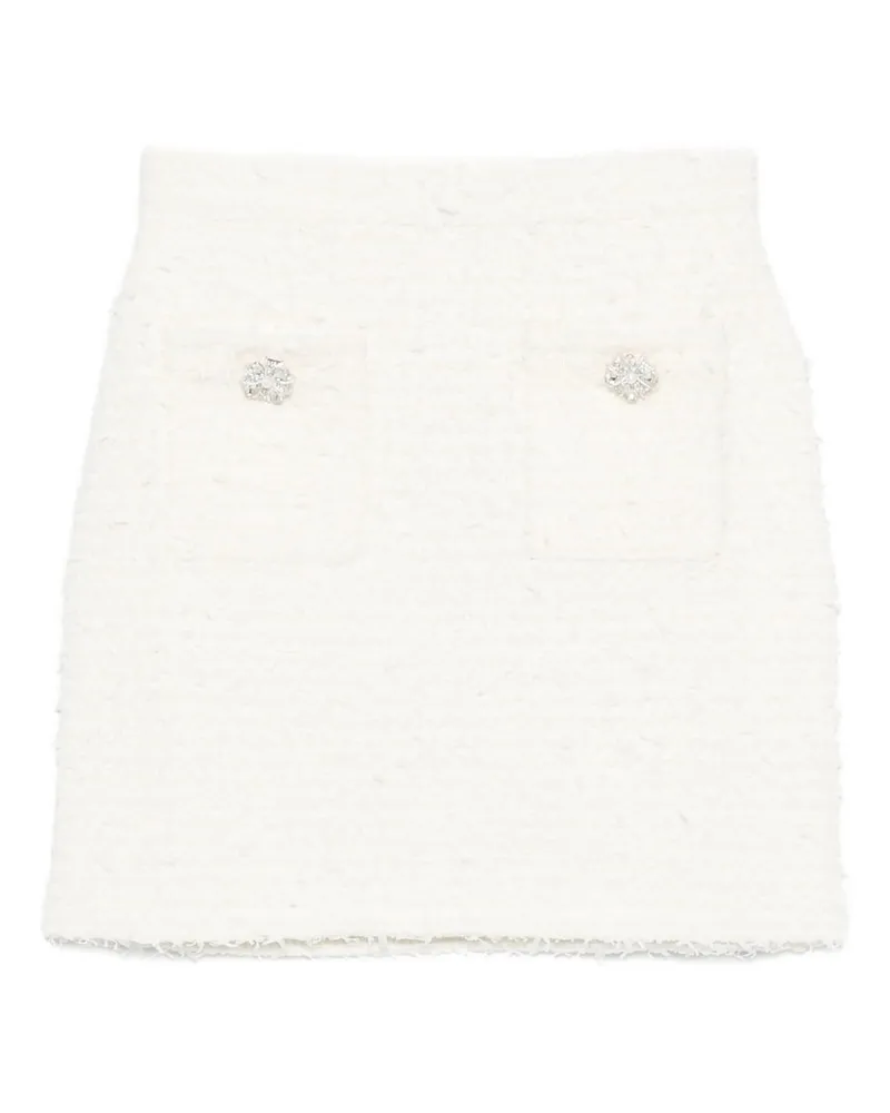 Self-Portrait Cream Textured Knit Mini Skirt Beige