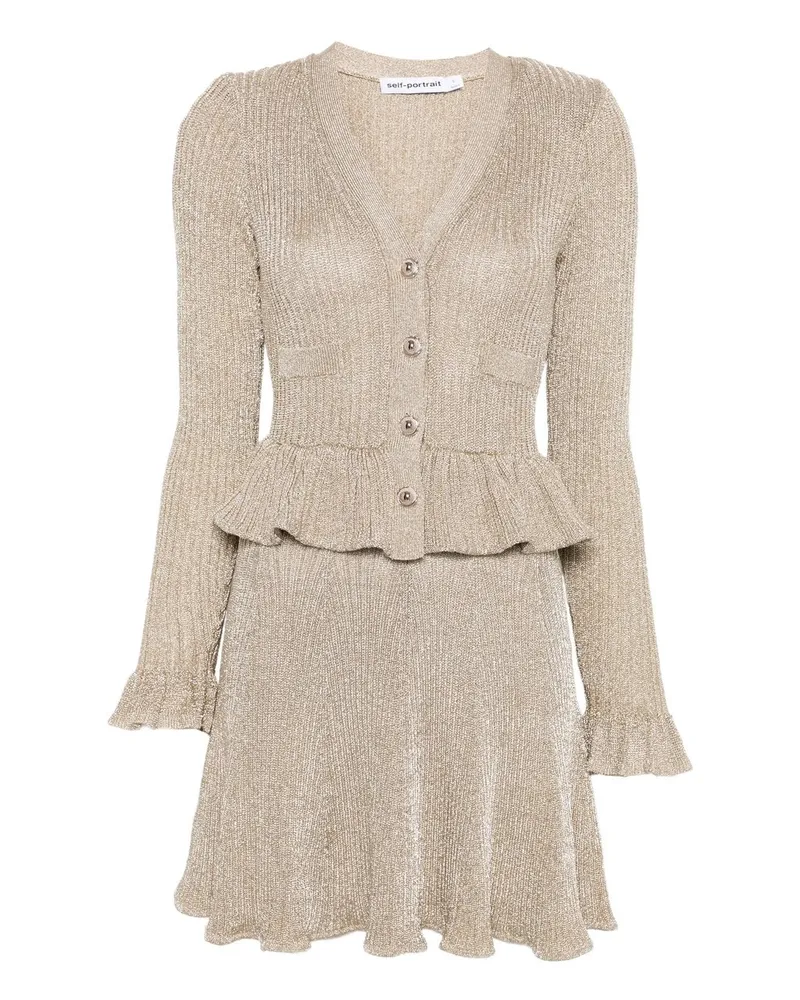 Self-Portrait Gold Lurex Knit Mini Dress Gold