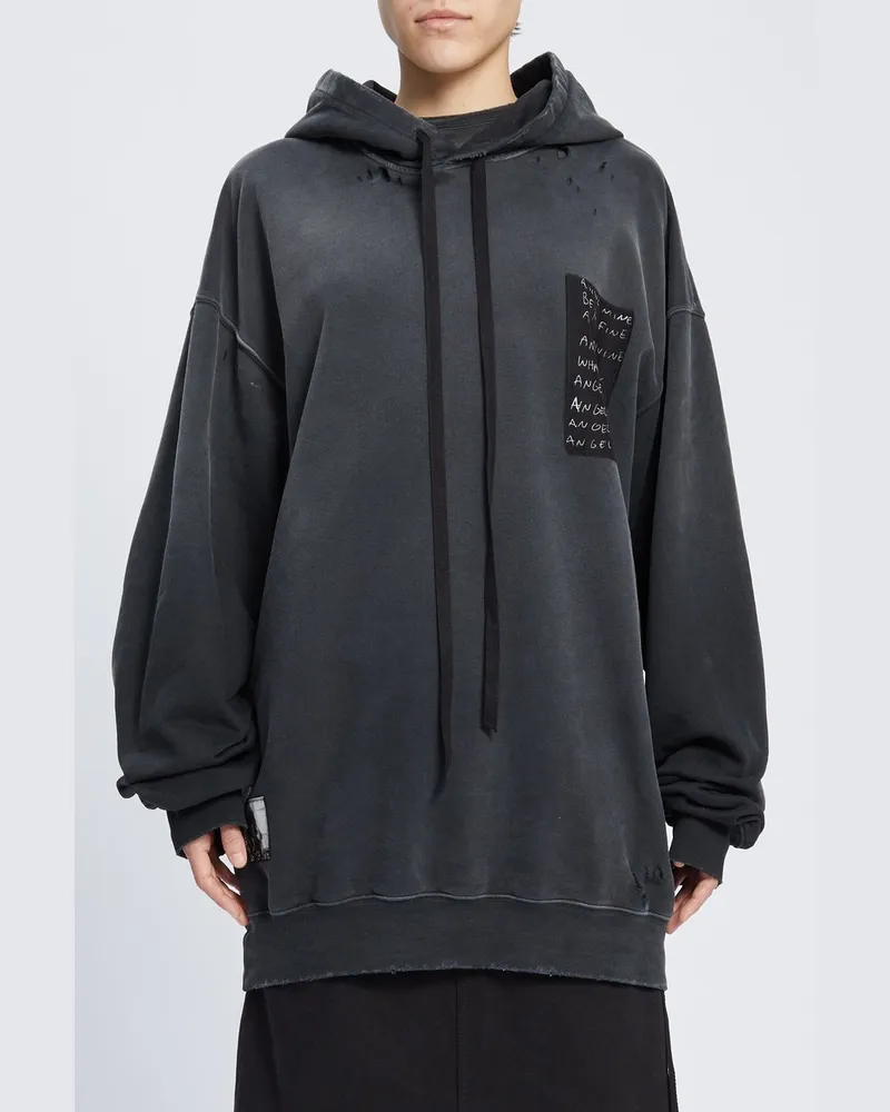 Ann Demeulemeester Annemarie High Comfort Hoody With Printed Patches Grau