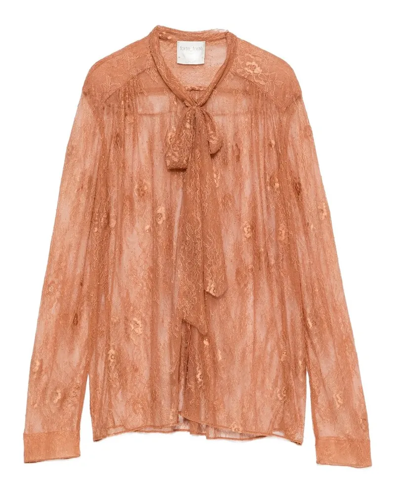 forte_forte Camicia Bow Ties Pizzo Chantilly Beige