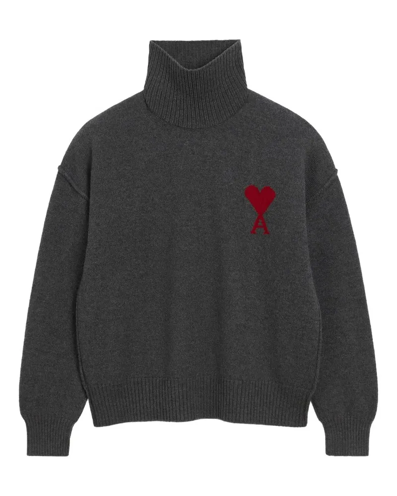 AMI Paris Sweater Adc Funnel Neck Grau