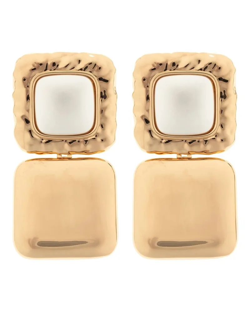 Self-Portrait Mottled Gold Pearl Tiered Earrings Gold