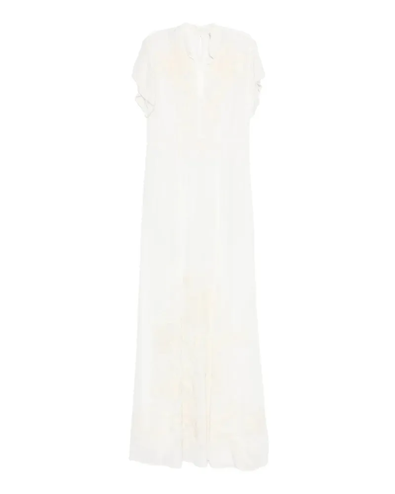 forte_forte Abito Crepe de Chine Ricamo "iris Velvet Weiß