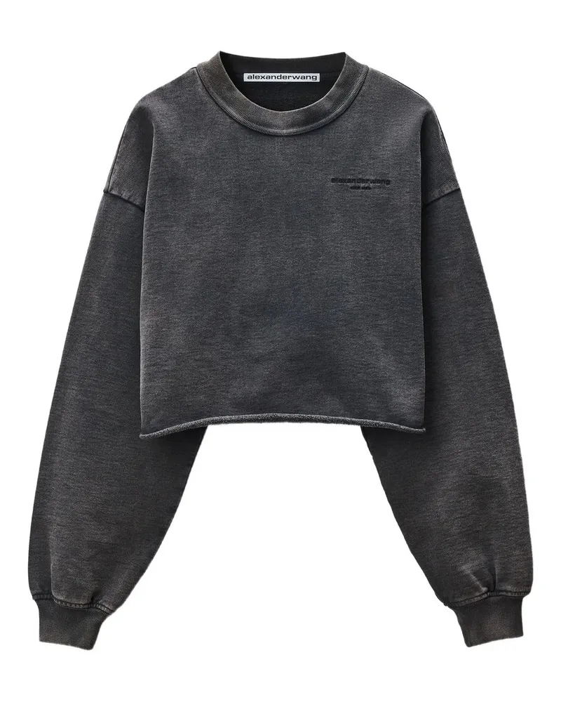 Alexander Wang Cropped Crewneck Sweatshirt Schwarz