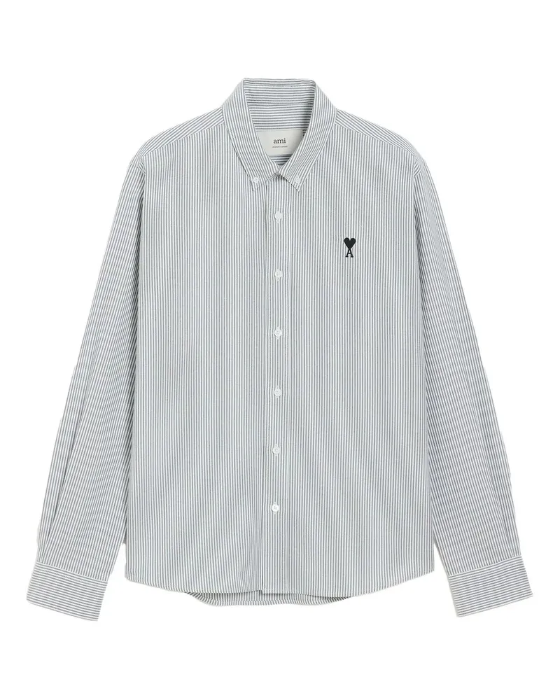 AMI Paris Long Sleeve Contrasted Adc Button Down Collar Classic Shirt Grau