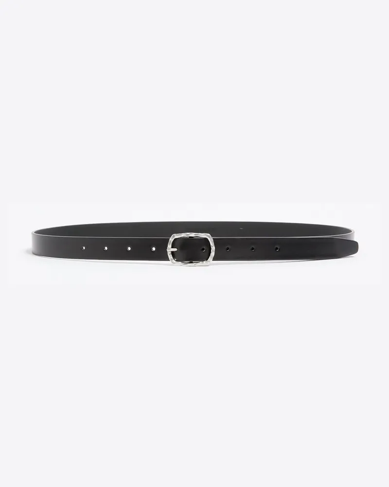 Ann Demeulemeester Garland 2 cm Belt With Hammered Buckle Oily Calf s Schwarz