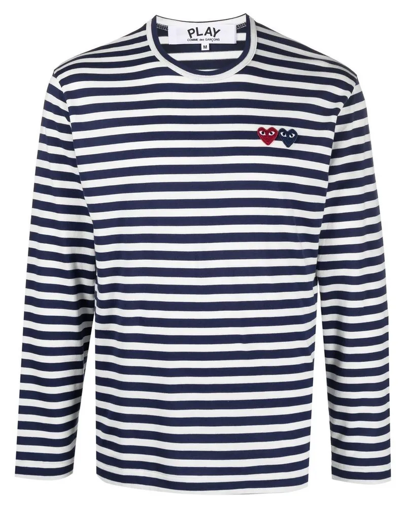 Comme des Garçons u T-shirt Double Burgendy Emblem Knit Blau