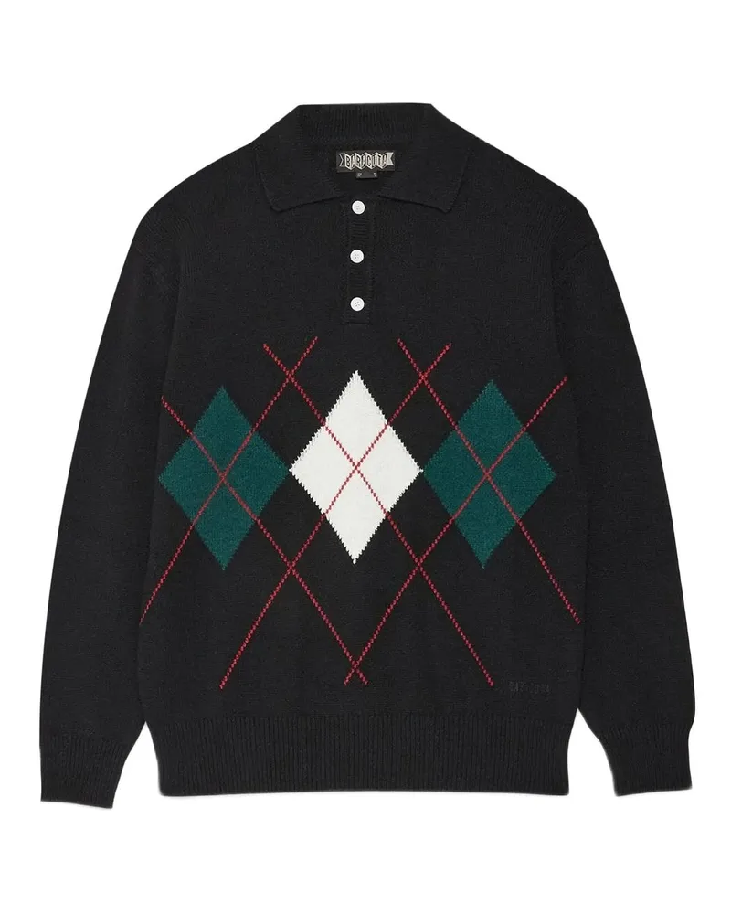 Baracuta Polo Neck Argyle Schwarz