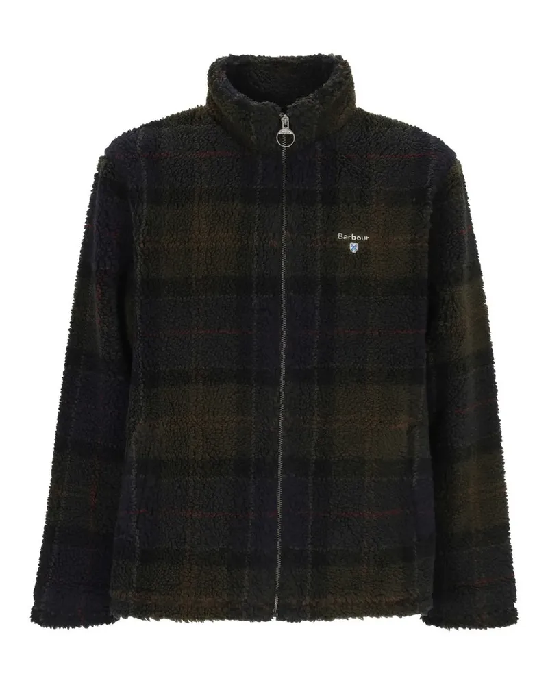 Barbour Tartan Fleece Zip Through Braun