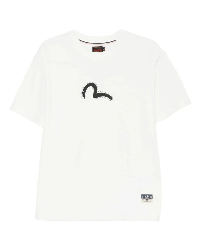 Evisu ht Hand Brush Daicock Printed ss Tee Weiß