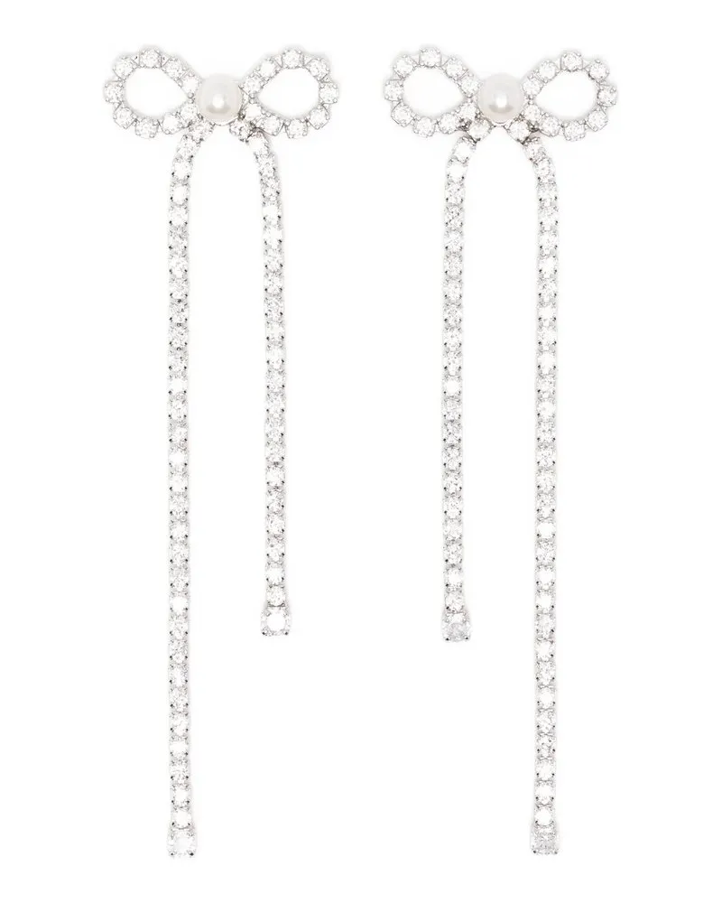 Self-Portrait Crystal Droplet Bow Earrings Silber