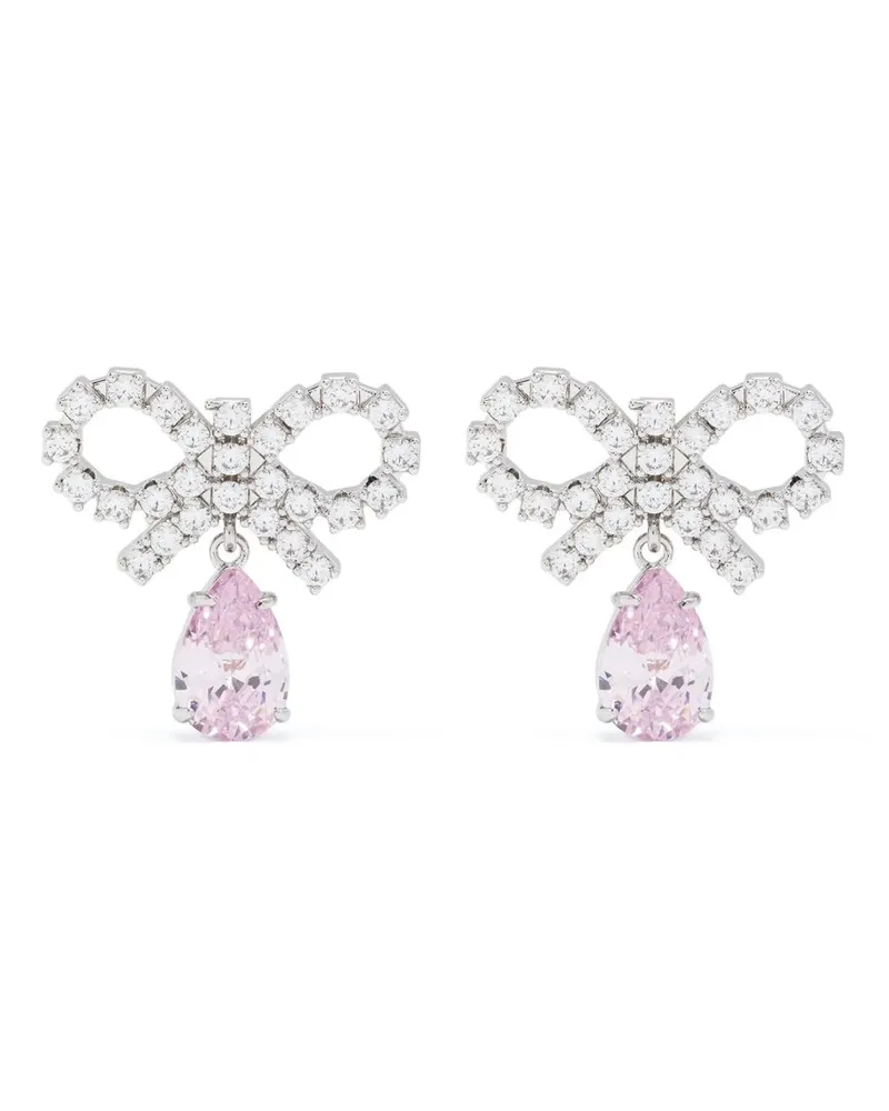 Self-Portrait Micro Bow Pink Droplet Earrings Rose
