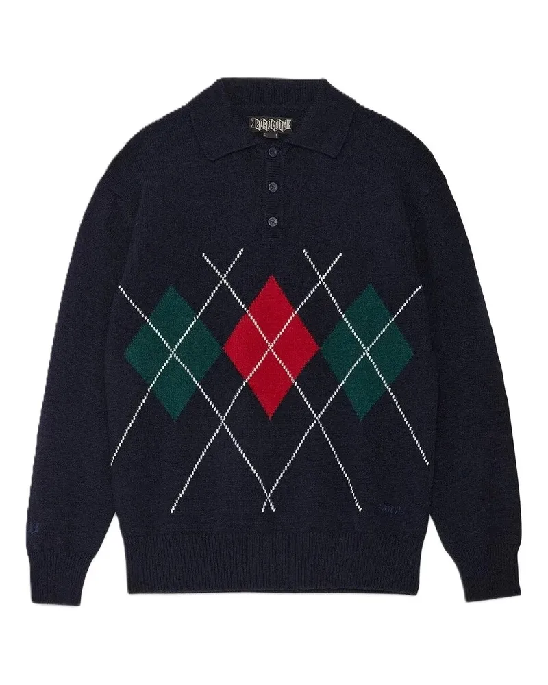 Baracuta Polo Neck Argyle Blau