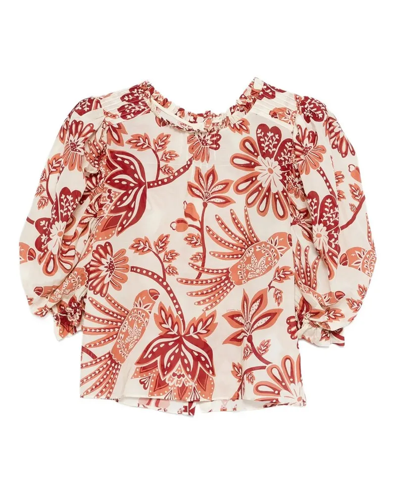 FARM Rio Flowerful Birds Beige Blouse Beige