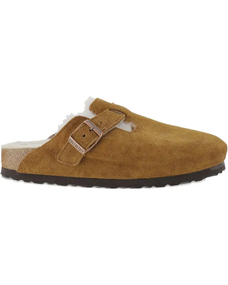 Birkenstock Boston Shearling Mink, Suede Leather Braun