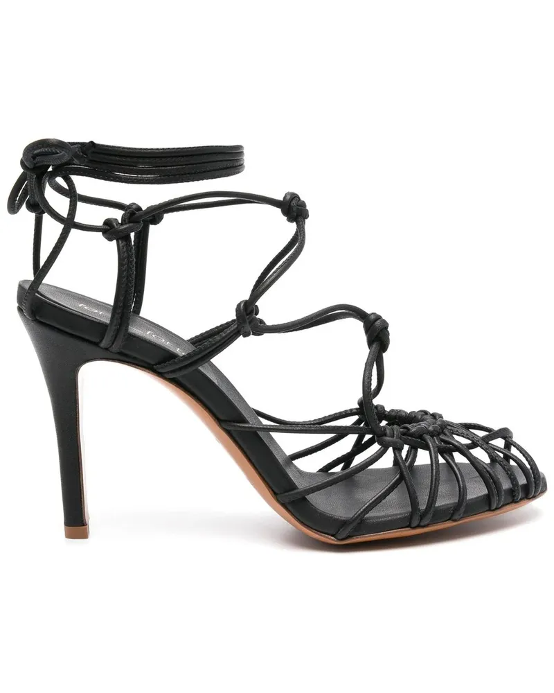 forte_forte Thin Heel Sandals With Leather Tubular Laces 13690myshoes Schwarz