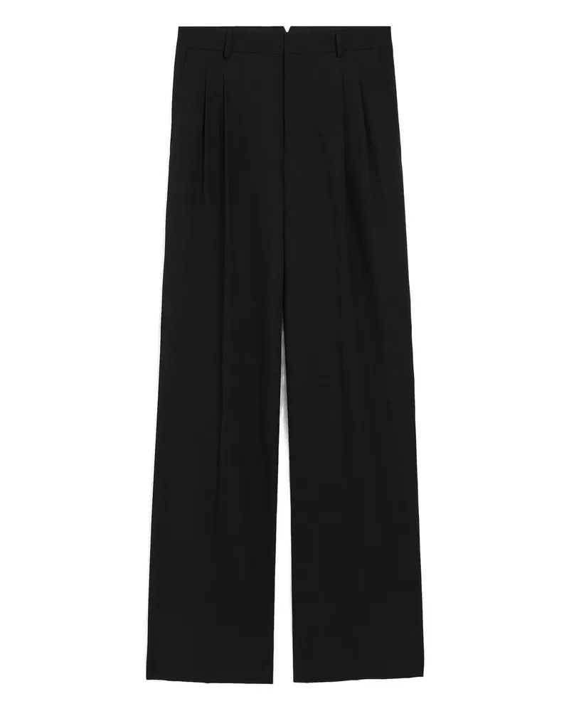 AMI Paris Low Waist Wide Trousers With Two Pleats Schwarz