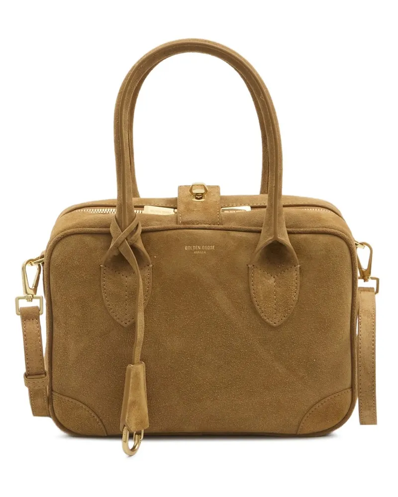 Golden Goose Vita Bag Suede Body Nappa Braided Accessories With Gold Metal Details Braun