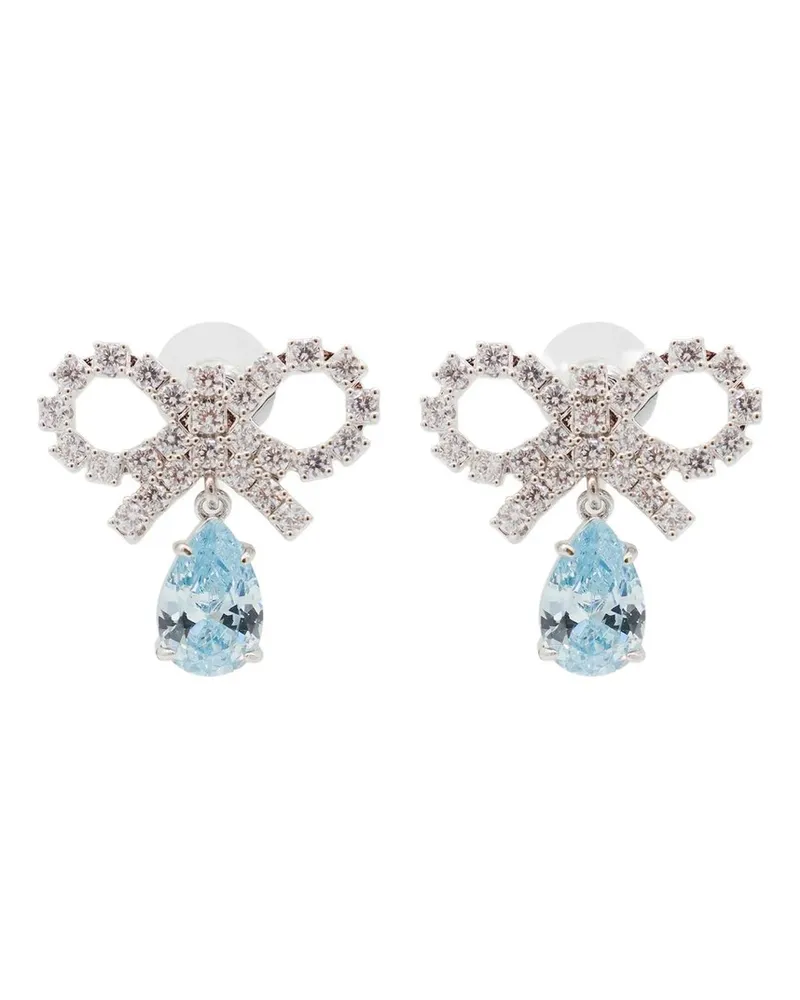 Self-Portrait Micro Bow Blue Droplet Earrings Blau