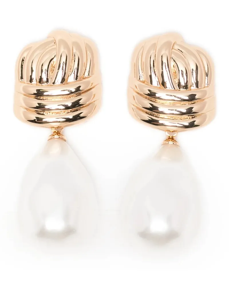 Self-Portrait Gold Knot Pearl Earrings Gold
