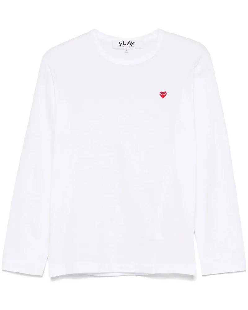 Comme des Garçons u T-shirt Small Red Emblem Knit Weiß
