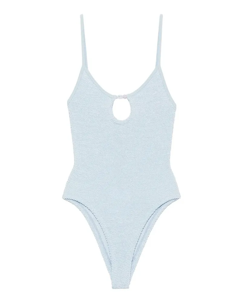 Hunza G Mia Beaded Swim Metallic Crinkle Blau