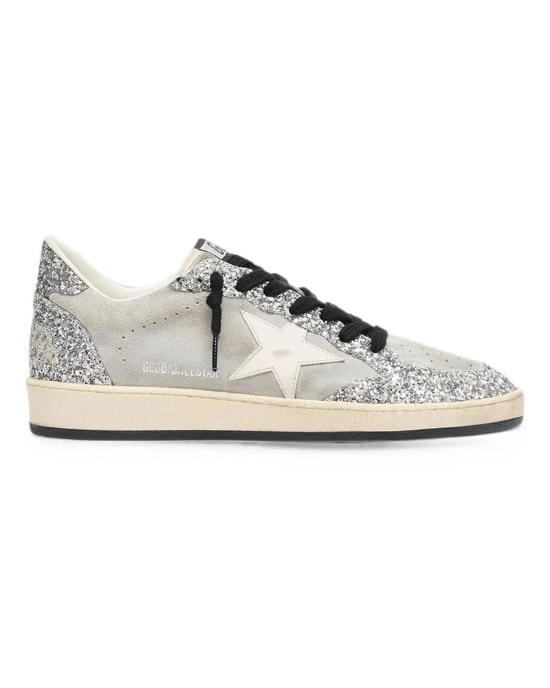 Golden Goose Ball Star Suede Upper And Tongue Glitter Toe Spur And Heel Leather Star Grau