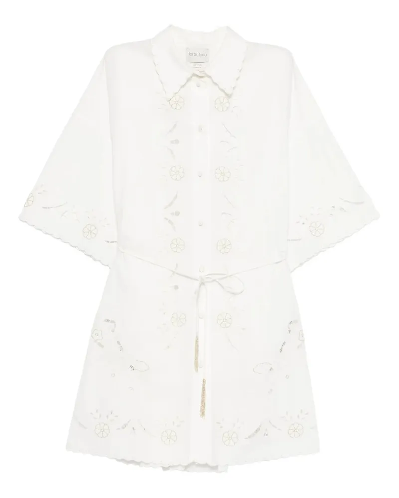 forte_forte Camicione Cintura Popeline Ricamo "lace And Glass Weiß