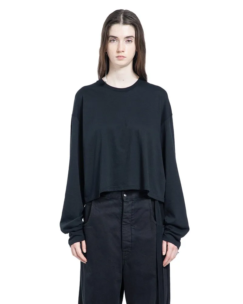 Ann Demeulemeester Nikita Relax Fit Boxy Cropped t Shirt With "it Reminded me of Us" Print Schwarz