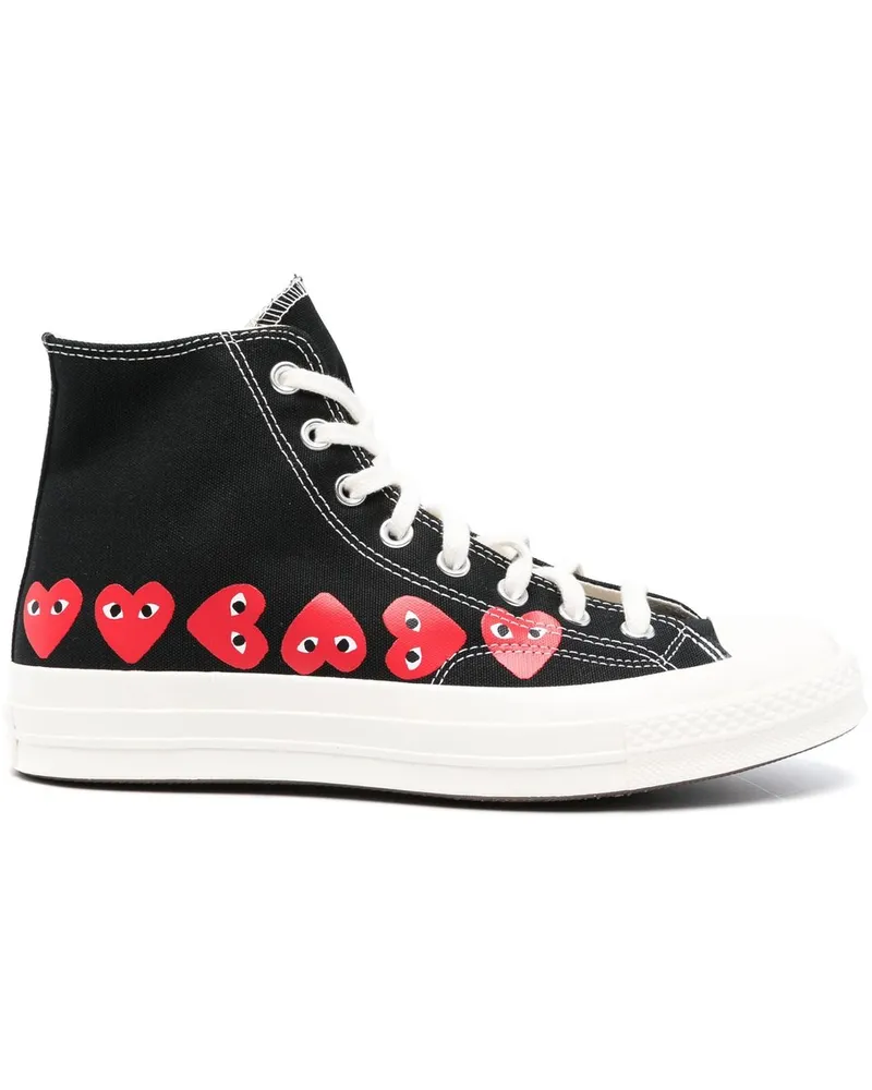 Comme des Garçons C70 Mutli Heart hi Top Shoes Schwarz