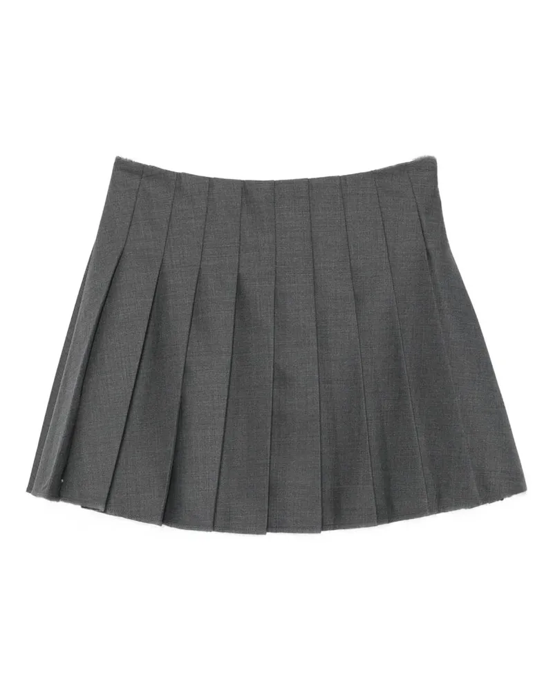 Self-Portrait Grey Pleated Mini Skirt Grau