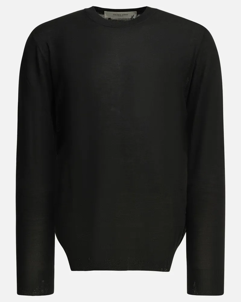 Golden Goose Golden M`s Regular Knit Crew Neck Light Wool Merino Schwarz