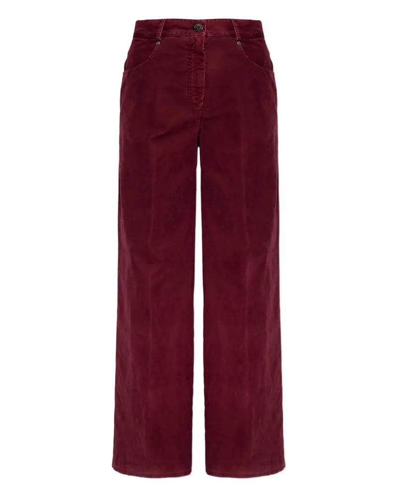 forte_forte Flocked Cotton 5 Pockets Pants Rot