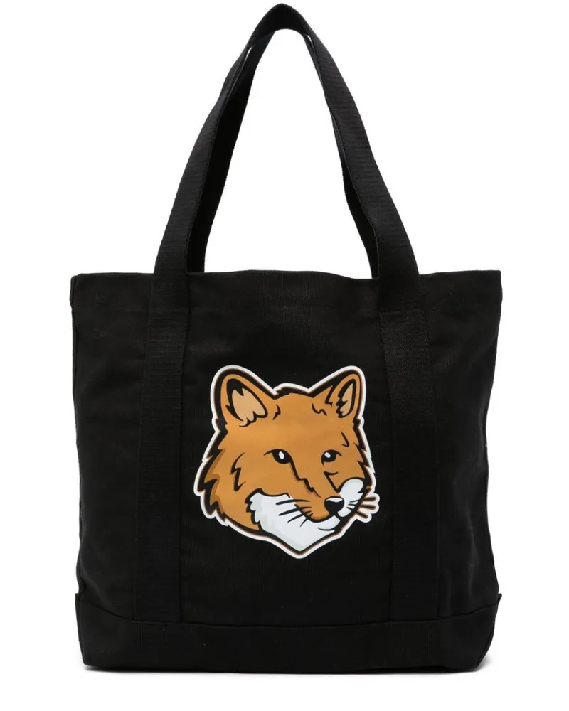 Kitsuné Fox Head Tote Bag Lw05101ww0050 Schwarz