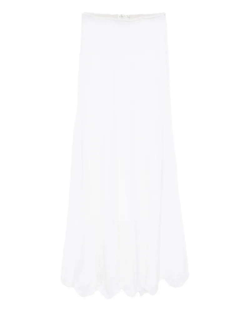 forte_forte Brushed Mohair Pointelle Stitch Skirt Weiß