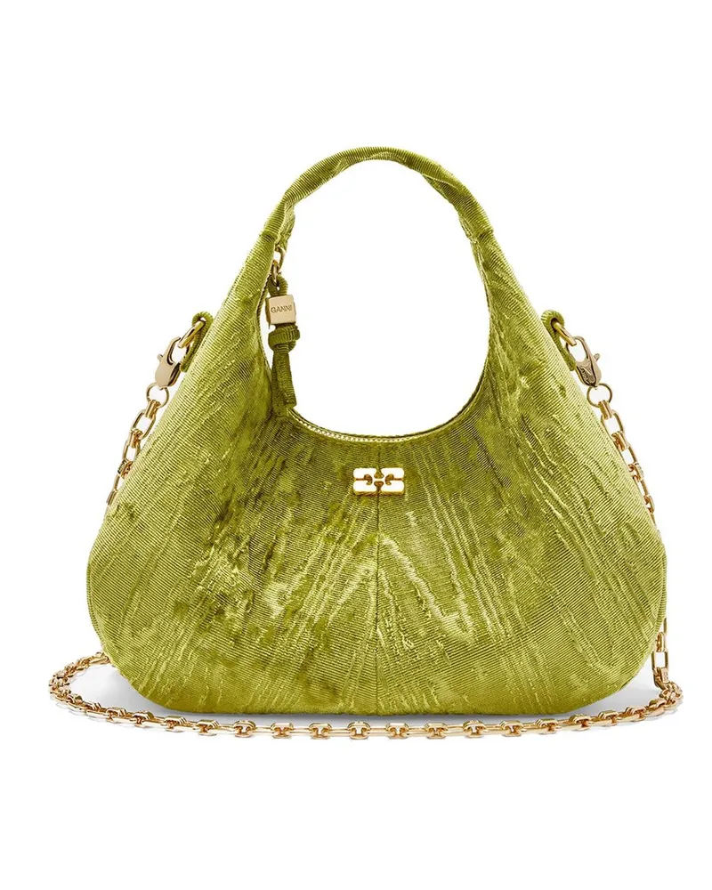 Ganni Hobo Mini Velvet Moire Grün