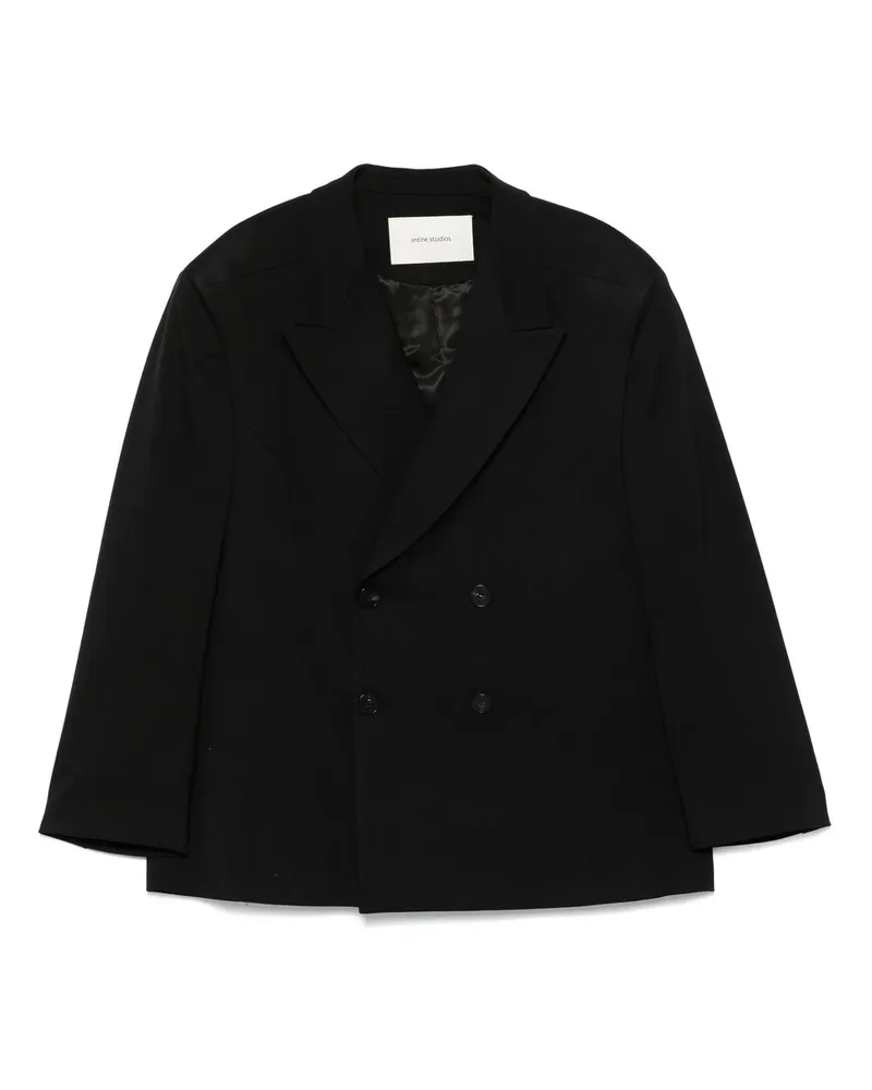 Entire Studios Double Breasted Blazer Black Wool Schwarz