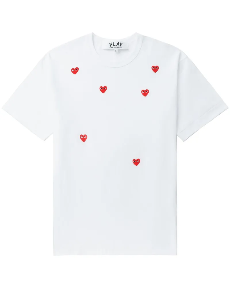 Comme des Garçons u T-Shirt Logo Druck Strick Axt338051 Weiß