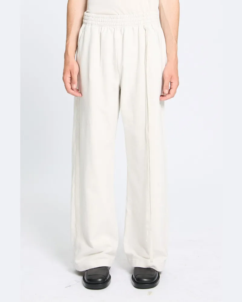 Ann Demeulemeester Boas Comfort Sweatpants With Herringbone Side Band Weiß