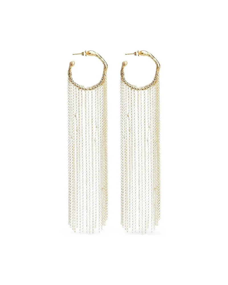 forte_forte Hoop Sculpture Fringed Earrings Gold