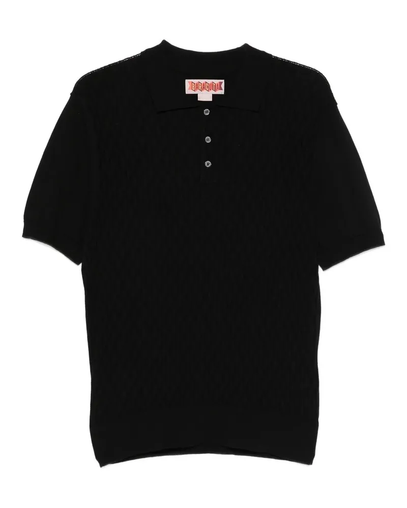 Baracuta Pattern Stitch ss Polo Schwarz