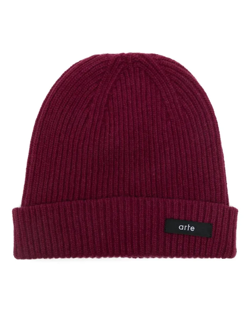Arte Antwerp Label Beanie Rot