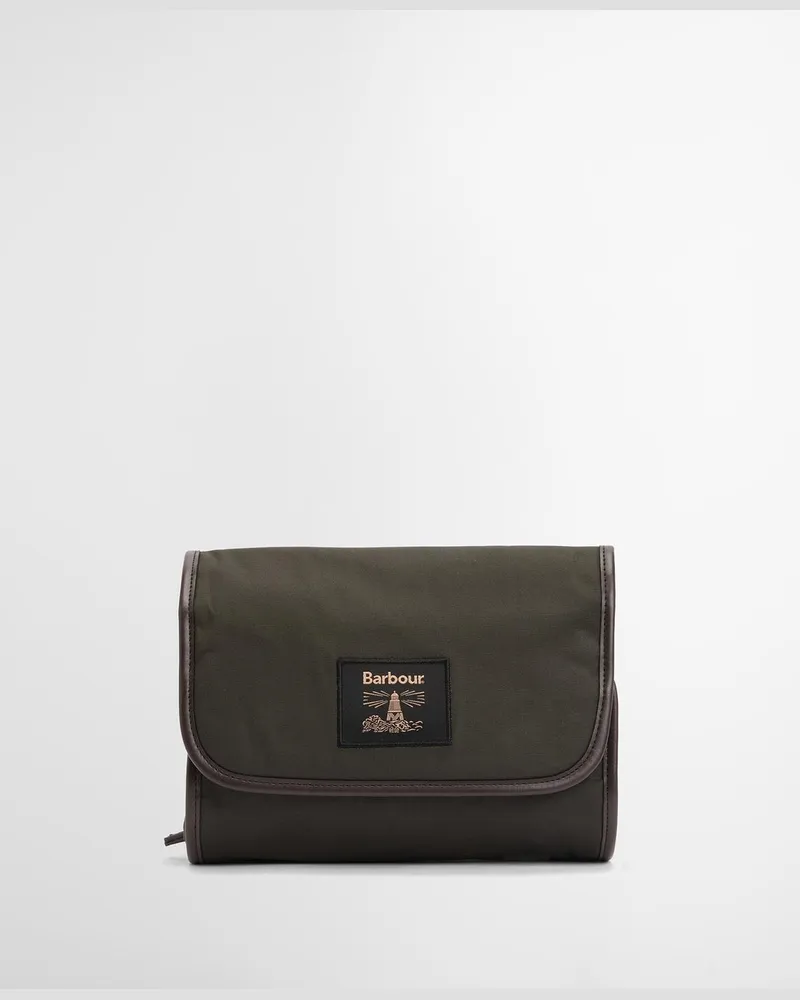 Barbour Wax Hanging Washbag Grün