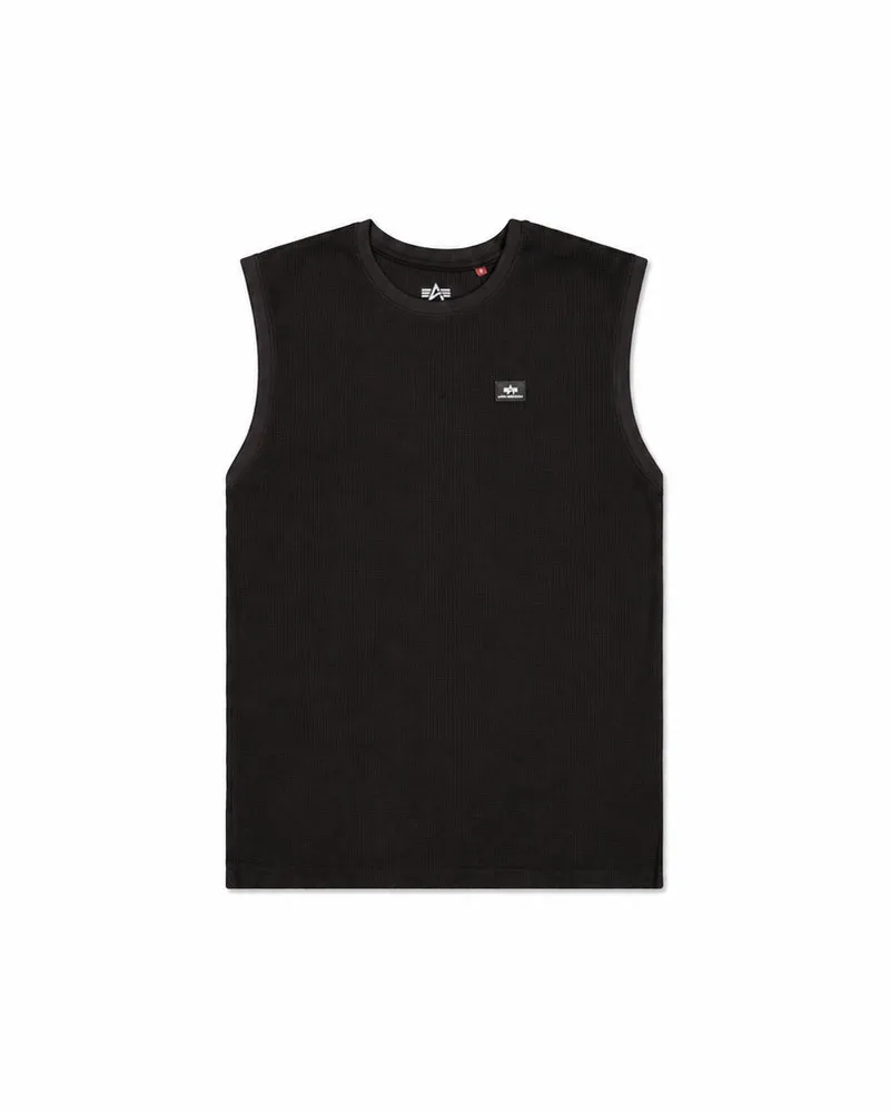Alpha Industries Waffle Small Logo Tank Schwarz