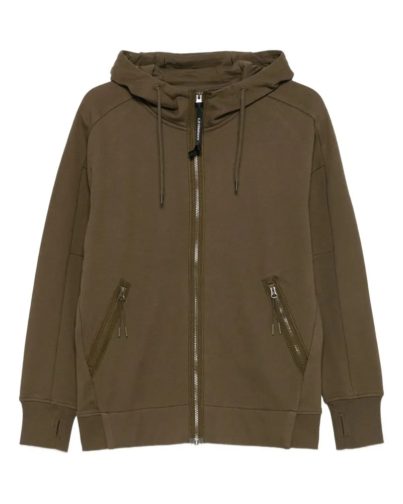 C.P. Company Sweatshirts Hooded Open in Diagonal Raised Fleece Grün