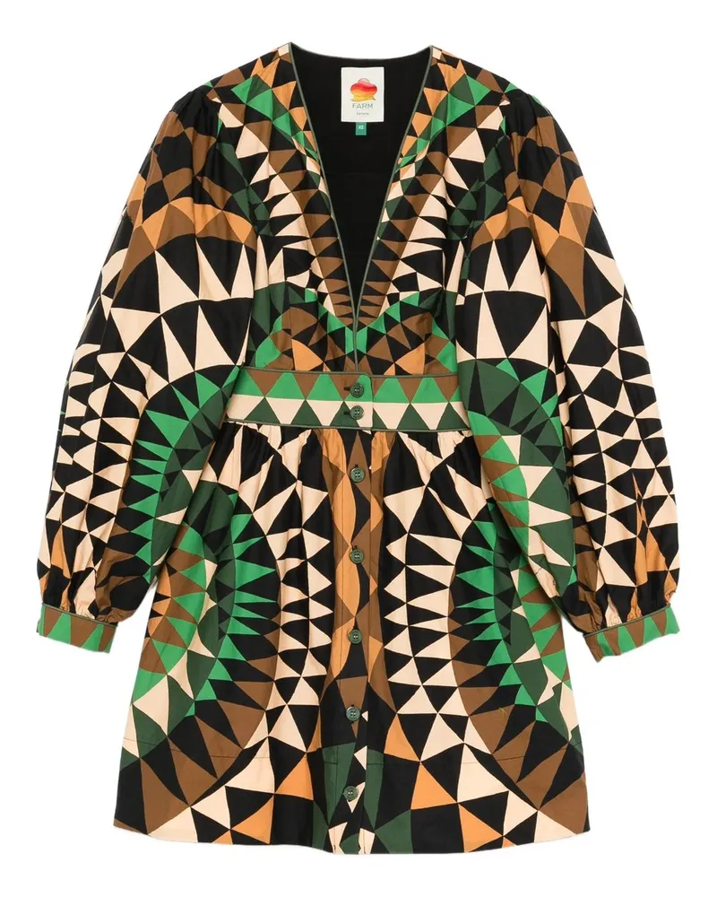 FARM Rio Heart Deco Green Mini Dress Mehrfarbig