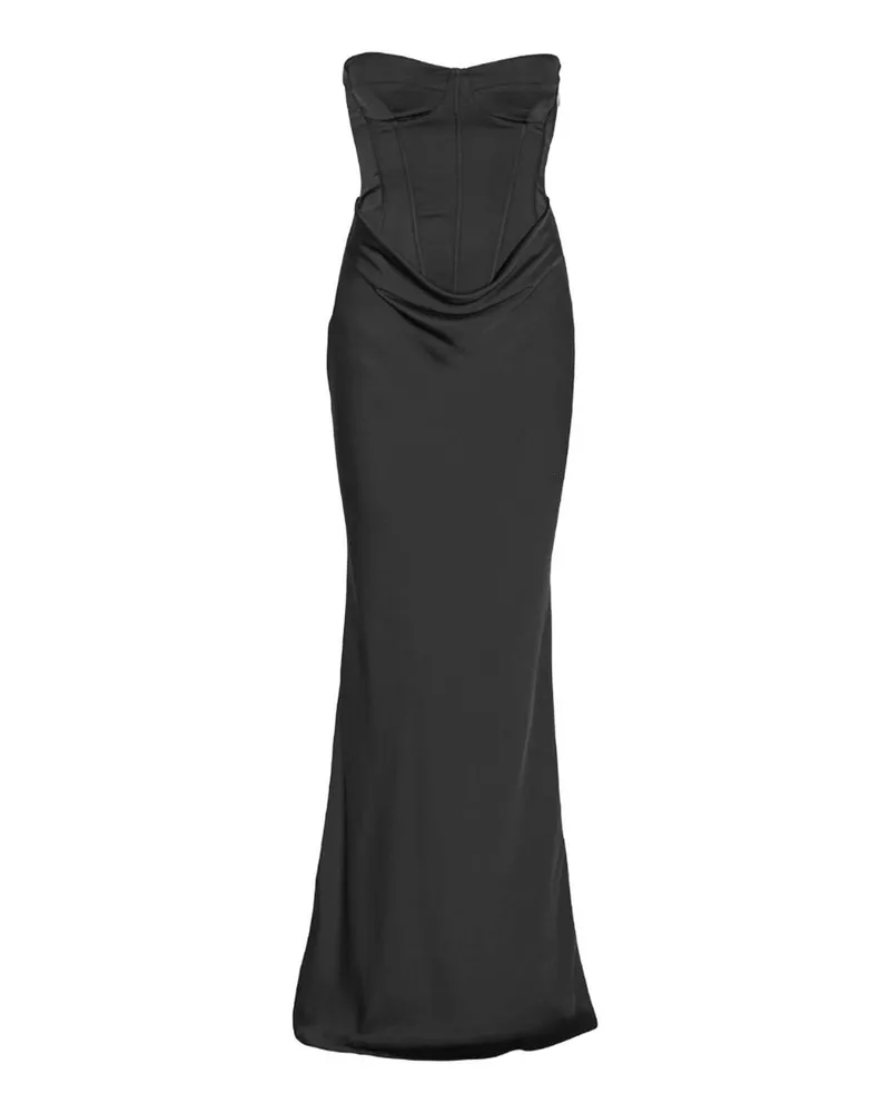 ROTATE Birger Christensen Satin Corset Dress Schwarz